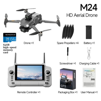 Aerial Drone 4.5-inch Large Screen M24 GPS Positioning Payload Delivery Touchscreen Control 360° Intelligent Obstacle Avoidance