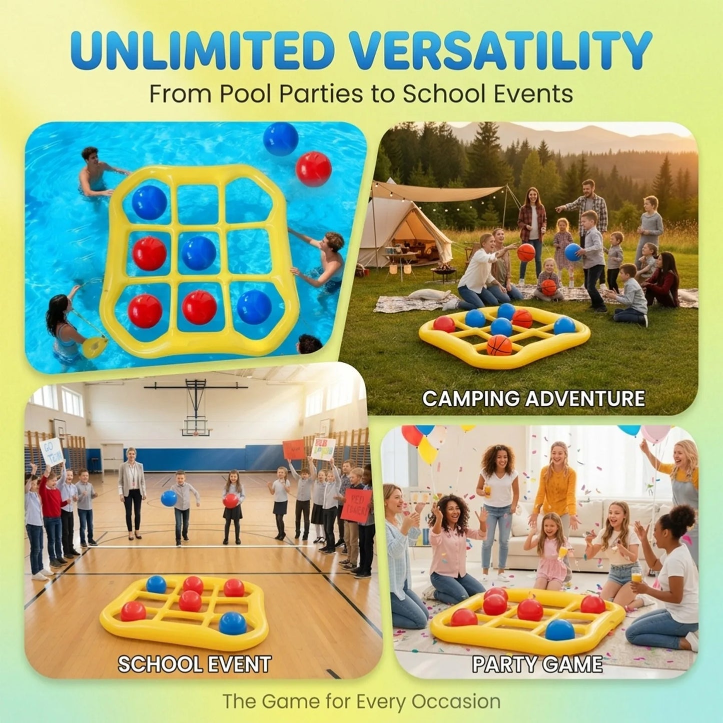 2026 Trending Outdoor Inflatable Water -Tac-Toe Toss Toy For Multiple People, Pool Interactive Nine- Ring Inflatable Float