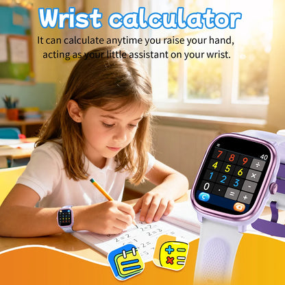 2026 New Kids Study Smart Watch Puzzle Game Sleep Monitor 1.83" Display Alarm Clock Flashlight Children Smartwatch Boy Girl Gift