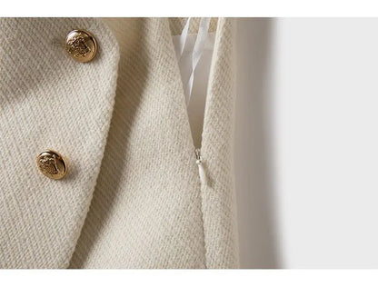 Tweed Wide Leg Shorts Skirts Women Chic Empire All-match Button Minority Elegant A-line Autumn Winter Thick Popular Daily Female