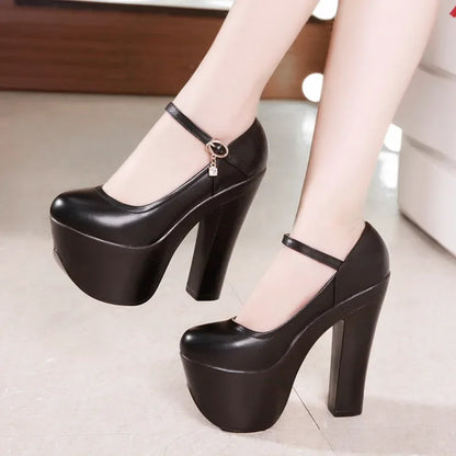 Catwalk 15cm Small Size 32-43 Sexy Extreme Block High Heels Shoes Spring 2025 Trend Bright Leather Chunky Platform Pumps Model