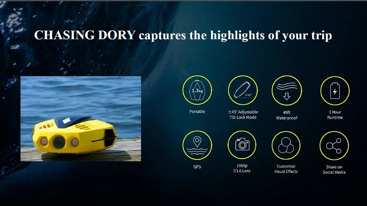 Mini Underwater Drone CHASING DORY Diving Drone with 1080P Camera 15M Depth APP control