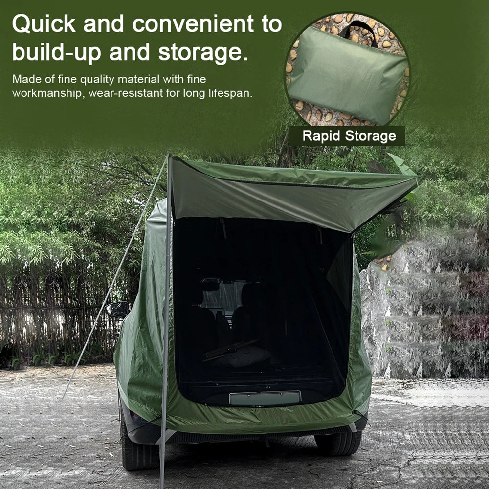 Camping Car Rear Tent Outdoor Car Trunk Tent w Canopy Car Trunk Extension Tent Sunshine-Proof Camping Equipment Travel Supples