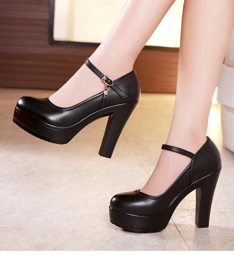 8 10 12cm Small Size 32-43 Shallow Thick Bottom Platform Pumps Women 2025 Block High Heels Shoes for Office Model Wedding Dress