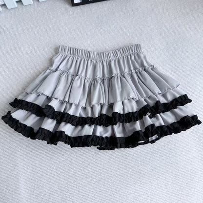 Women Pleated Bubble Mini Skirt Y2k Summer 2025 Korean Fashion Elastic Waist Puffy Short Skirt Girls Cute A Line Cake Skirt