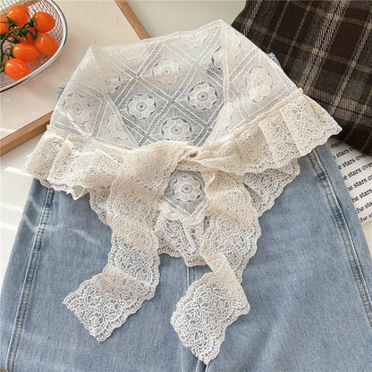 INS Y2K Stylish Lace Embroidery Layered Triangular Types Jeans Pant Matching Half Skirts Fart Curtains All-Match Stacked Skirt