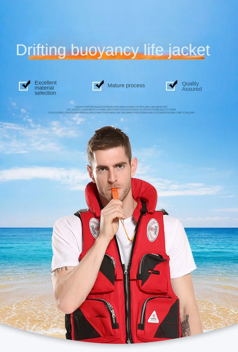 Outdoor Wading Sports Vest Adult Sea Fishing Life Jacket Sea Fishing Wading Multi-pocket Removable Quick-dry Fishing Life Jacket