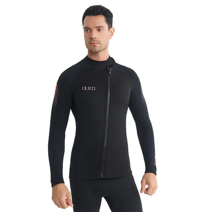 Wetsuit Tops Men and Women Vest 3mm Neoprene Long Sleeve Jacket Surfing Swimming Front Zip Wet Suit for Water Sports Shirt/Pants