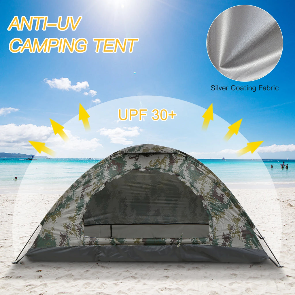 Camping Tent Single Layer Portable Tent Anti-UV Coating UPF 30+ for Outdoor Beach Fishing Family Camping Tent