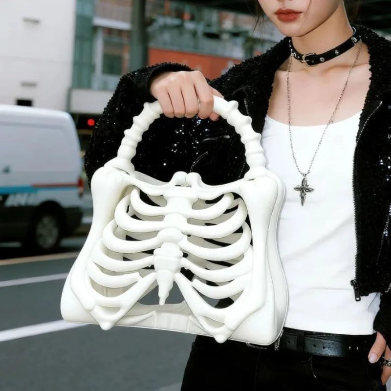 Y2k Women Girls Punk Hiphop Horror Skeleton Bag Original Design Halloween Funny Handbag 3d Print Skull Bag Retro Novelty