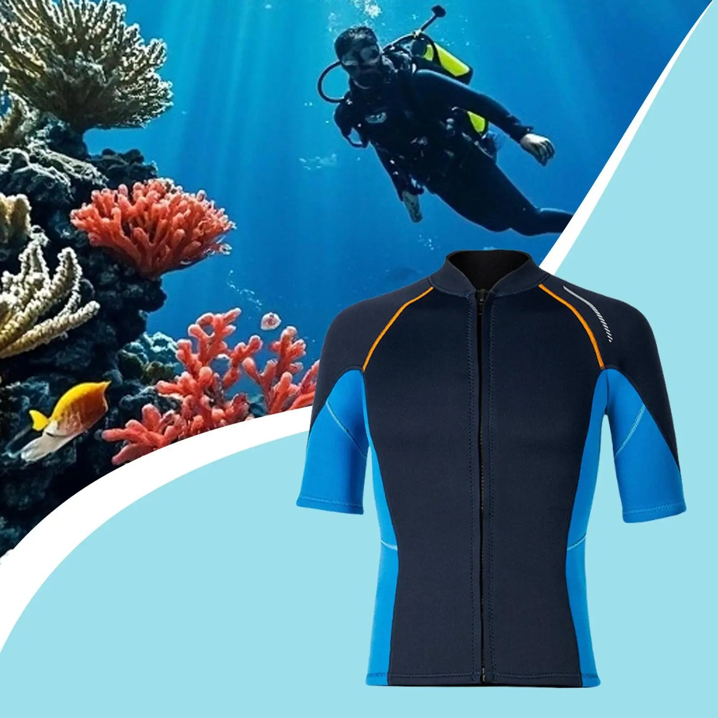 Wetsuit Top Men Front Zipper Jacket Diving Suit Swimming Suit Swimsuit for Canoeing Swimming Kayaking Surfing Water Sports