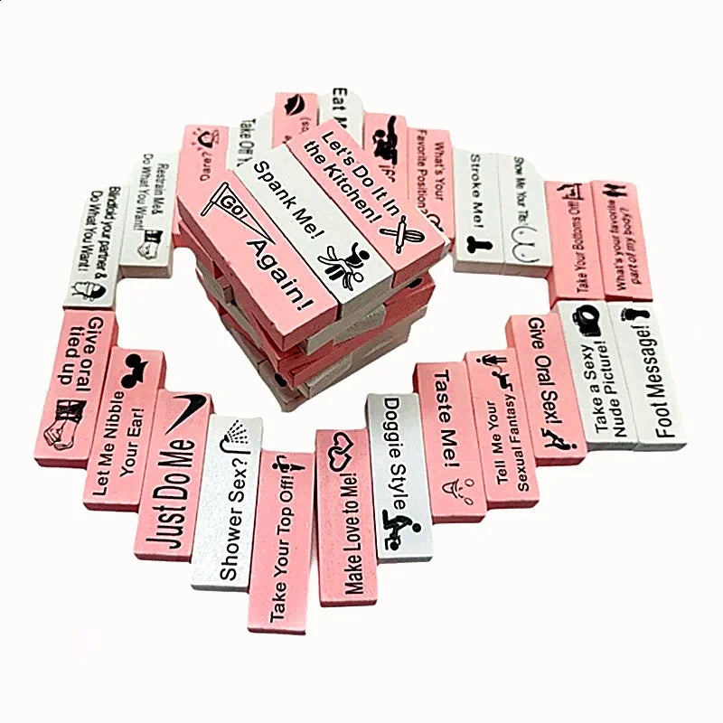 Forty Eight Piece Sex Block Game For Adults Sex Toys Featuring Wooden Block Tower Game For Couples Valentine Tumbling Tower