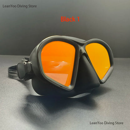 Premium Quality Low Volume Freediving Mask - Teenager Silicone Swimming Mask Mirrored Lens Scuba Dive Glasses