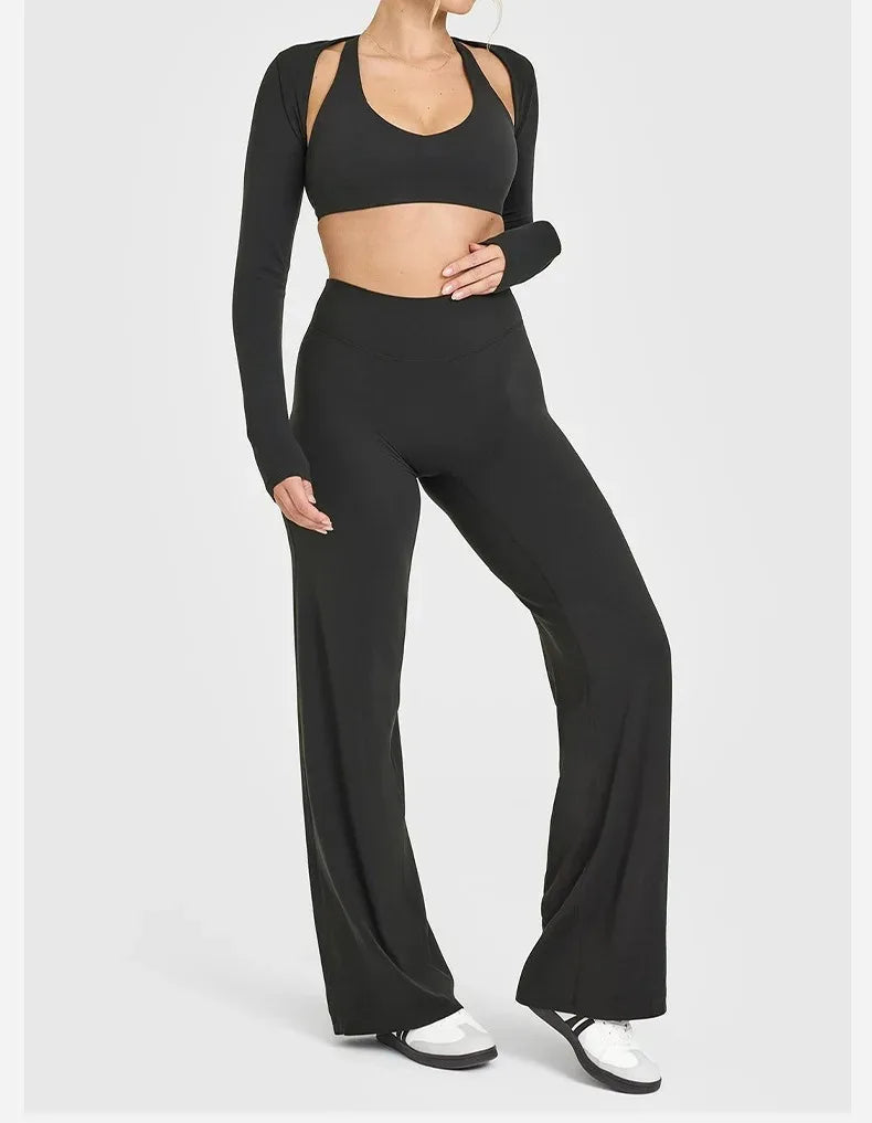 Straight Sports Leggings For Women's Fitness Sportswear Hips Without Embarrassment Yoga Pants Breathable Wide-leg Pants