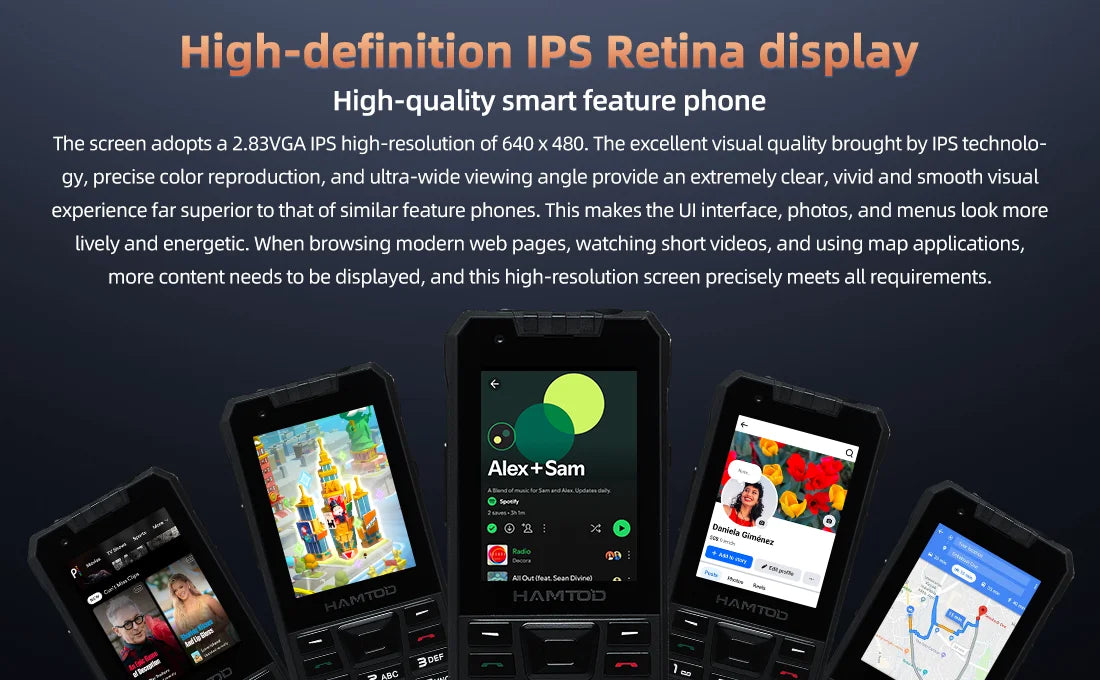 HAMTOD H6 Rugged Phone 2.83 inch Screen 3GB ROM 32GB RAM 3000mAh Battery 5MP Rear Camera 4G Android 11 Support VoLTE Cellphone