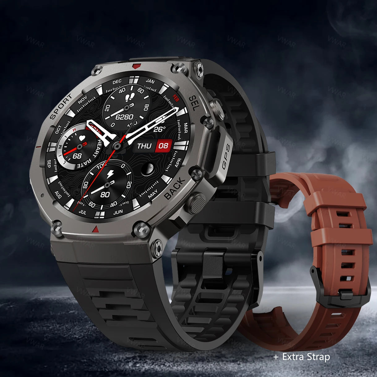 Original T-Rex 3 Military Smart Watch Bulit-in GPS Compass Altimeter Barometric 5ATM Waterproof AMOLED Bluetooth Call Smartwatch