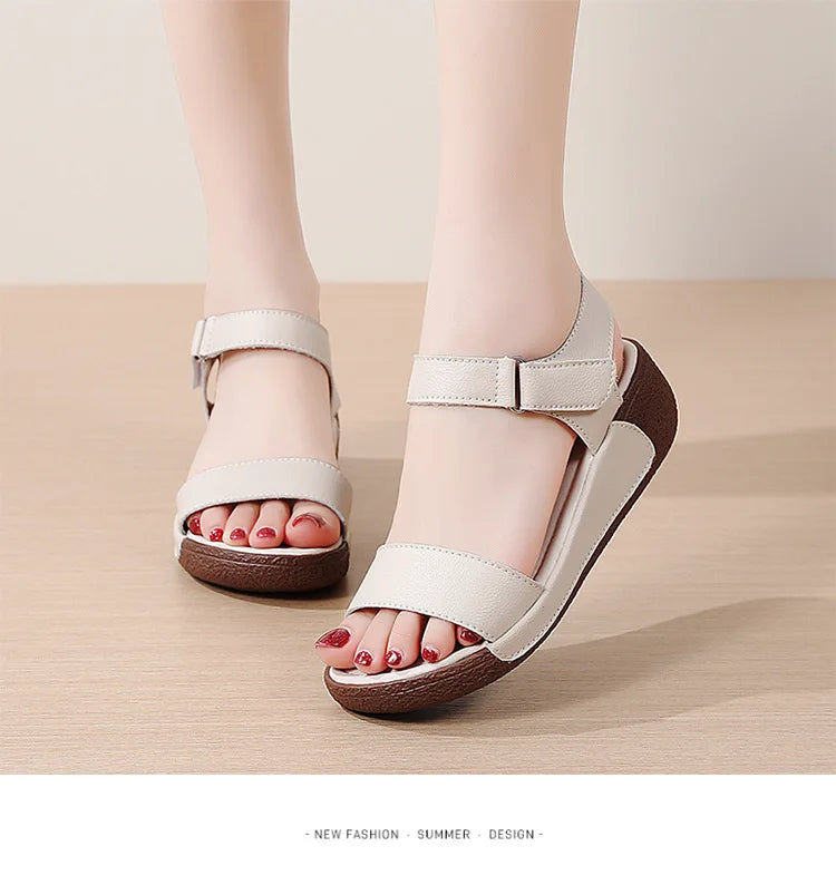 Women Shoes Wedge Heels Sandals 2025 Summer New  Sandals Female Platform Lether Elegant Wedges Sandals Sandalias Mujer