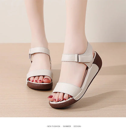 Women Shoes Wedge Heels Sandals 2025 Summer New  Sandals Female Platform Lether Elegant Wedges Sandals Sandalias Mujer