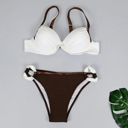 Sexy Push Up Swimsuit Women Bikini 2023 Solid Swimwear Brazilian White Bikini Set Female Beachwear Bathing Suit biquini Bathers