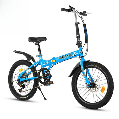 20Inch Folding Bicycle 6-Speed Double Disc Brake Geared Bicycle - Compact Travel-Friendly Bike for Easy Storage And Transport