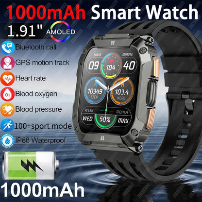 2026 New 1000mAh Battery Smart Watch Men 1.91" AMOLED Screen Men Outdoorsports Watch Waterproof Bluetooth Call Sports Smartwatch