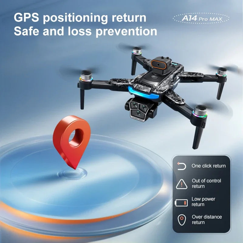 Xiaomi A14 pro Max Drone 8k HD Dual Camera GPS Brushless Optical Flow Obstacle Avoidance 4.5-inch Large Screen Uav Rc 20000m New