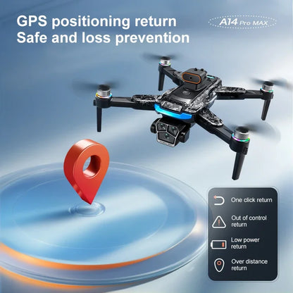 Xiaomi A14 pro Max Drone 8k HD Dual Camera GPS Brushless Optical Flow Obstacle Avoidance 4.5-inch Large Screen Uav Rc 20000m New