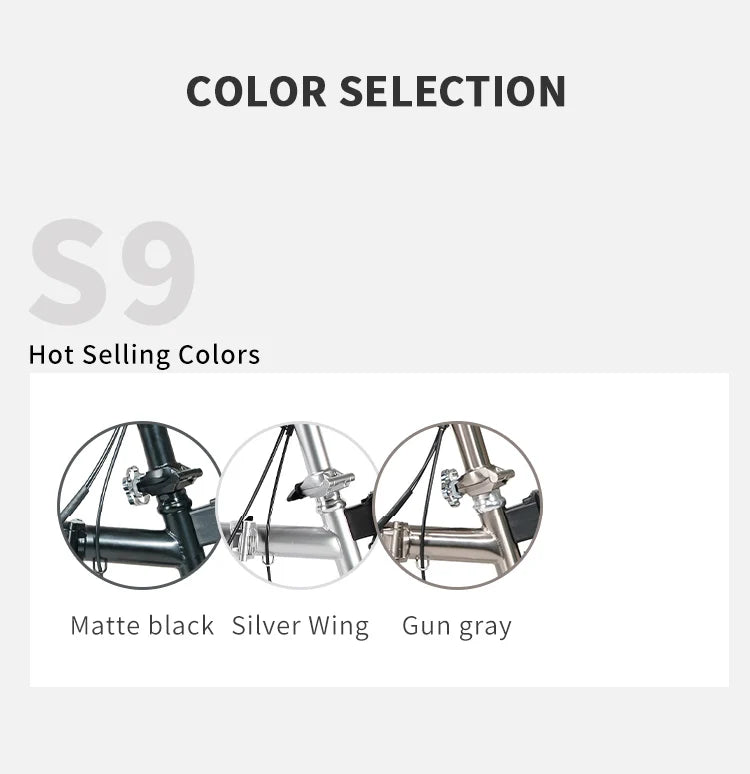 Litepro S9 Aluminum Alloy Frame 16 Inch 9 Speed Tri-fold Bicycle S /Y BAR Light Weight Foldable Bicycle Mini Folding Bike