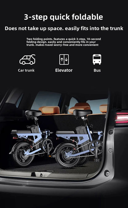 14-inch foldable E-Bike aluminum alloy explosion-proof tire electric bicycle for adults with multiple shock absorption bicycles