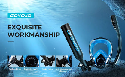 0.5L Mini Scuba Tank Full-Face Snorkel Mask Combo High Aluminium 5-8 Min Diving Underwater Breathing Oxygen Air Supply