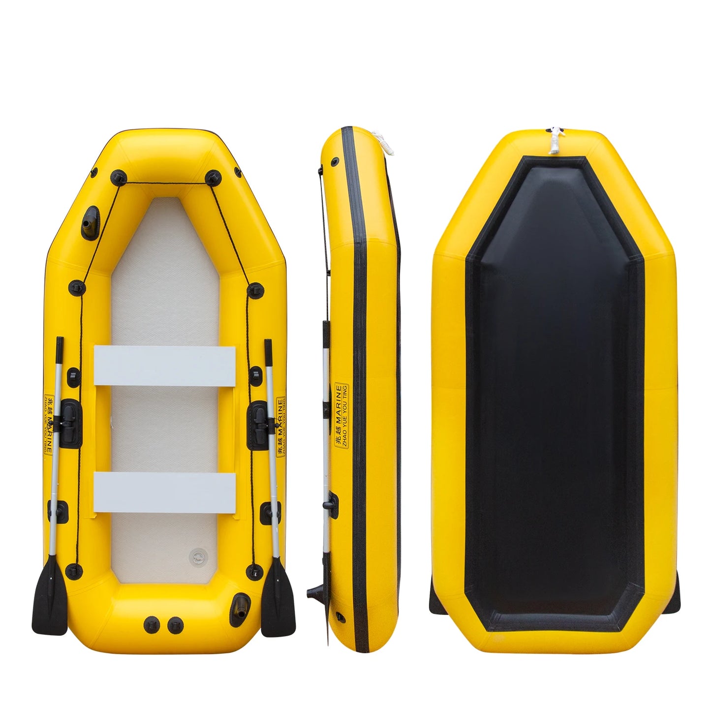 KOETSU Inflatable Kayak Fishing Boat: Bright Yellow 2-Person Drift Craft for Anglers
