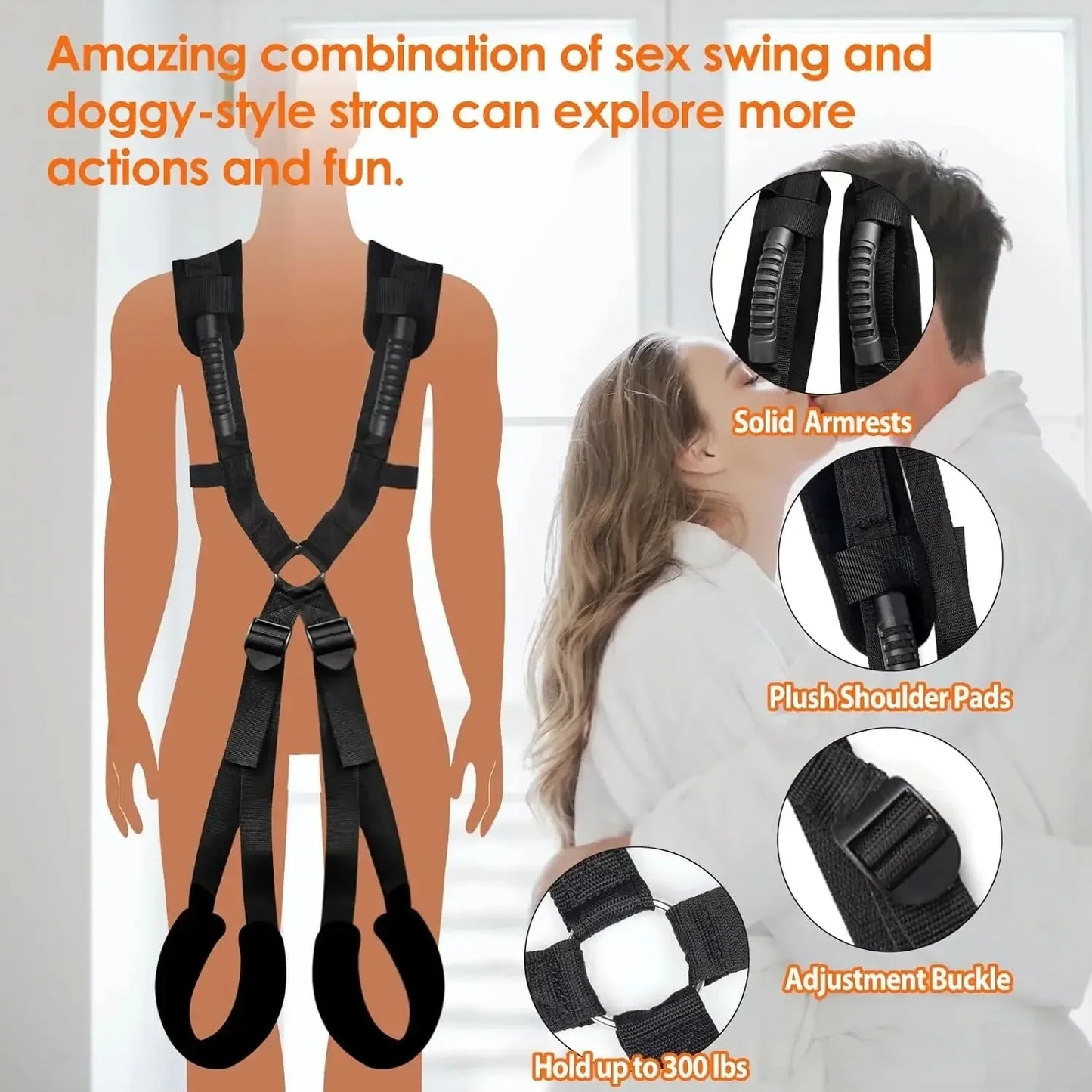 Sex Swing Set with Bondage Love Slings for Couples Adjustable Strap Adult Sex Toy Soft Plush Padding Mat Sex Restraints Toy Sex