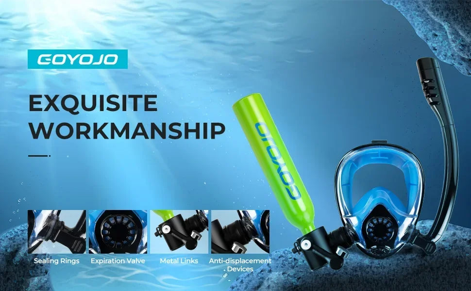 Mini Scuba Tank and Snorkel Mask Combo, 0.5L Scuba Gear with 6-10 Mins of Underwater Breathing, Underwater Breath System