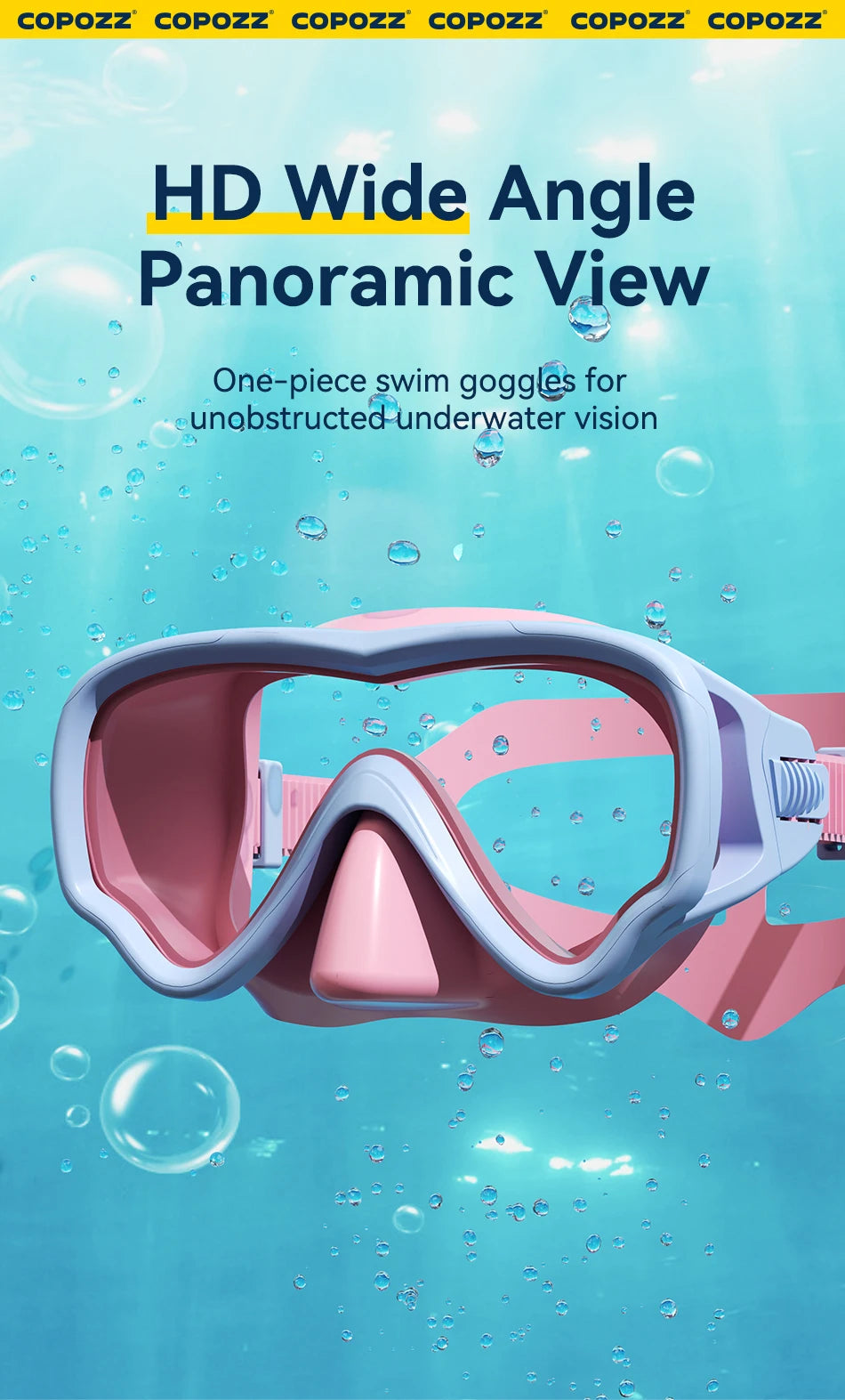 COPOZZ Underwater Scuba Diving Mask and Snorkel Anti-Fog Goggles Glasses Diving Swimming Easy Breath Tube Set for Kids Children