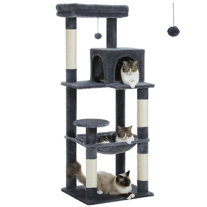 Multi-Level Cat Tree with Scratching Posts, Cozy Hammock, Plush Cat Tower for Indoor, Cat Condo Bed, Cat Accessories, Cat Toys