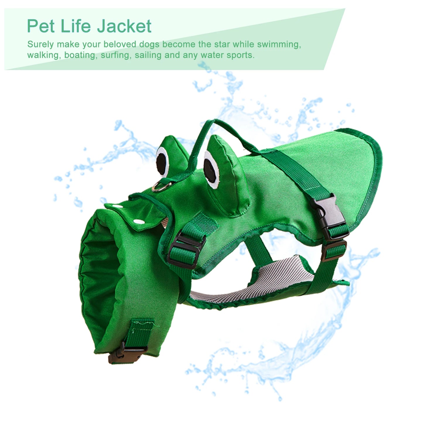 Dog Life Jacket Enhances Buoyancy Adjustable for Safe Fit to Pet Body Swimming Rowing Surfing Pet Flotation Vest