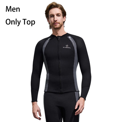 2025 New Men Women Wetsuit Top 3mm Neoprene Wetsuit Jacket Long Sleeve Front Zipper Swimsuit Surfing Diving Tops for Water Sport