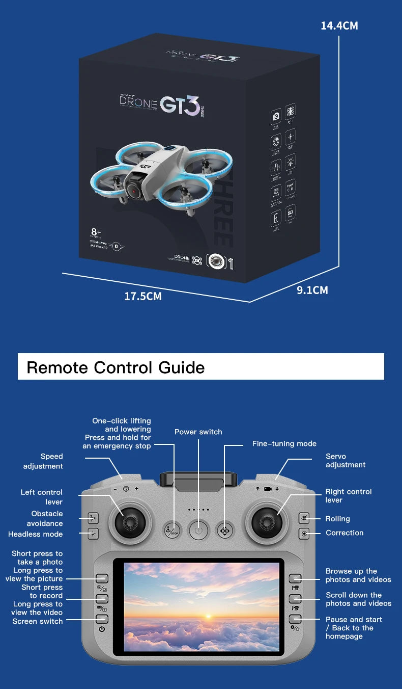 Xiaomi Gt3 Max Drone 8k Hd Aerial Photography Large Screen Optical Flow Positioning Brushless Intelligent Obstacle Avoidance