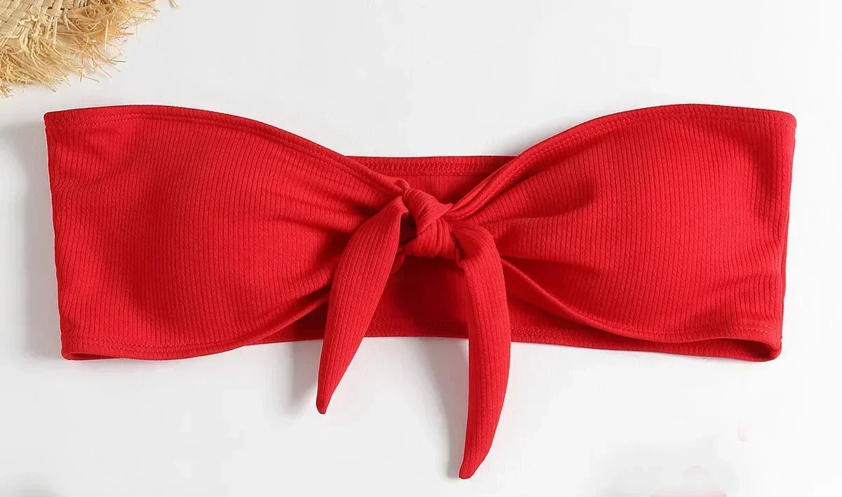 Women's Sexy Tube Top Bow Split Bikini Swimsuit Swim Trunks Swimming Suit for Women Swimming Suit for Women