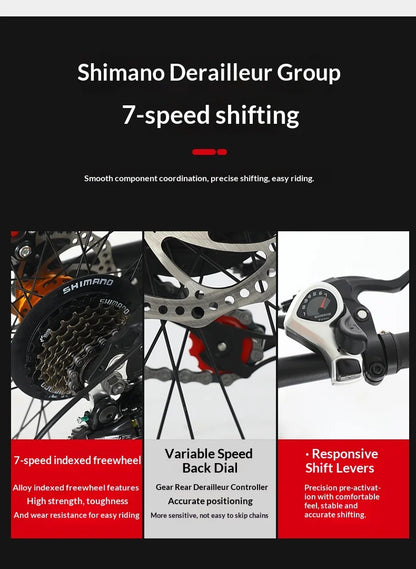 Folding Bike 20 Inch Aluminum Alloy Lightweight Commuter Bicycle 7 Speed Portable City Travel Ultralight Folding Bikes Grey