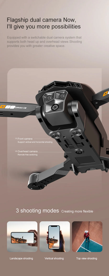 VIVO D88 Drone 8K Aerial HD Dual Camera Photography Intelligent Obstacle Avoidance Brushless Motor 5G WIFI GPS Return VR Drone