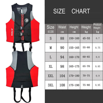 Life Jacket Adult Neoprene Life Vest Surf Raft Kayak Fishing Jet Ski Vest Water Sport Swimming Rescue Super Buoyancy Life Jacket