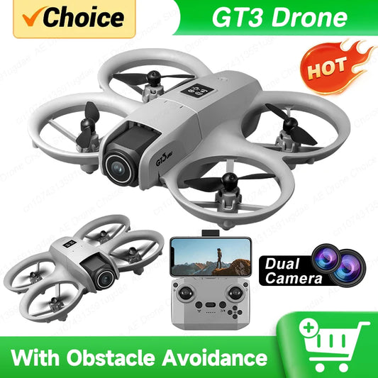 NEW Drone GT3 8K 4K Professional HD 180° ESC Dual Cameras Mini WIFI Dron Obstacle Avoidance FPV Foldable RC Quadcopter Toys UAV
