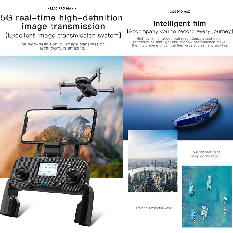 Drone L200 PRO MAX GPS with 2-axis Gimbal Professional Anti-shake 4K HD Camera FPV Drone 360° Obstacle Avoidance Quadcopter Toys