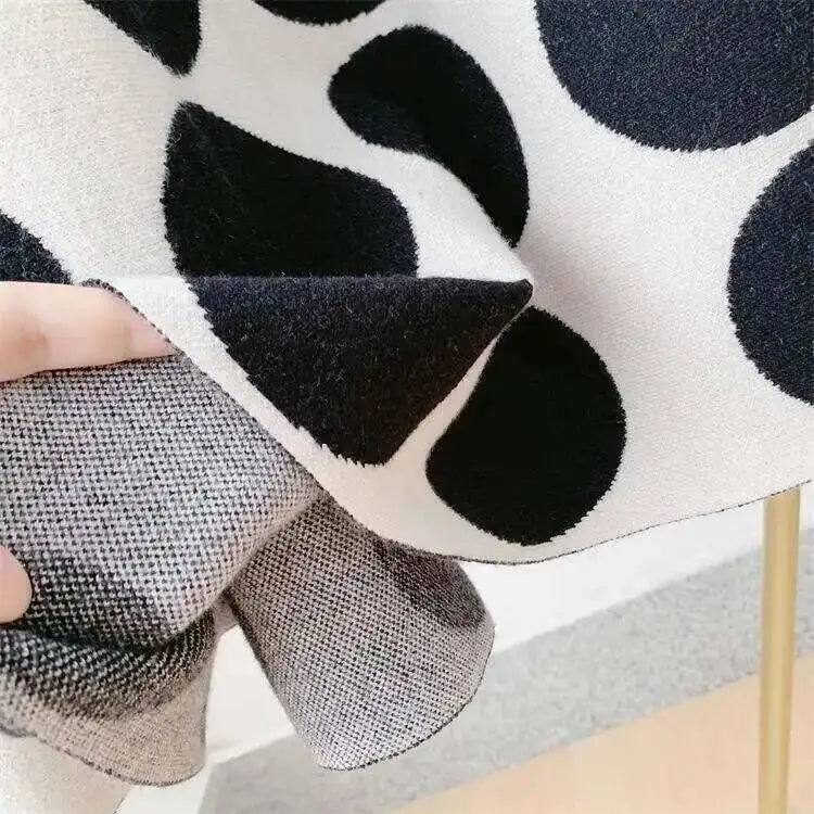 [EWQ]Japan Style Polka Dots Knitted High Waist Skirt Women's 2025 New Autumn Winter Oofice Lady Elastic A-line Pleated Midiskirt