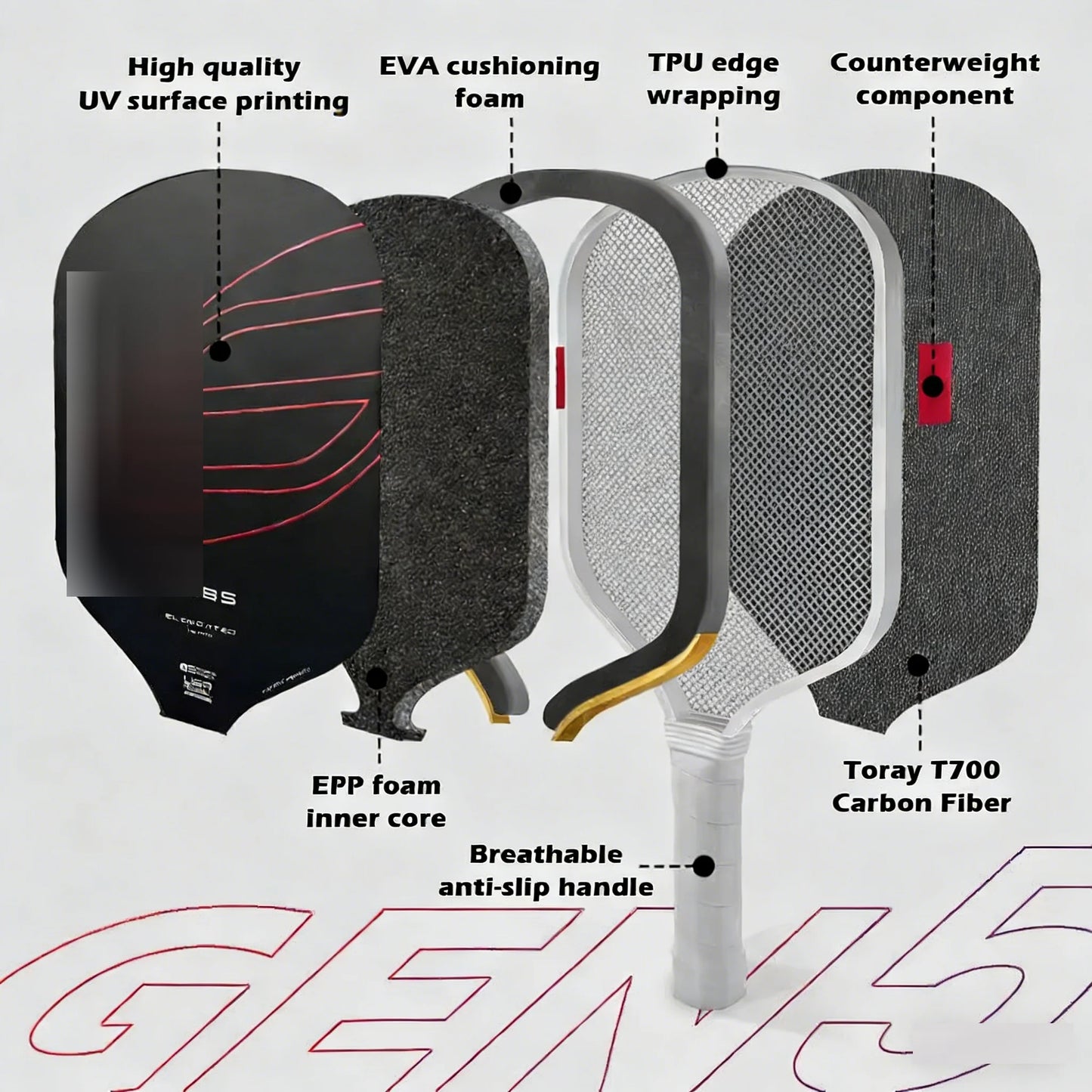 Boom Core EPP Pickleball Paddle for All Levels, Power & Explosiveness, Great Feel, High Forgiveness & Stable Play