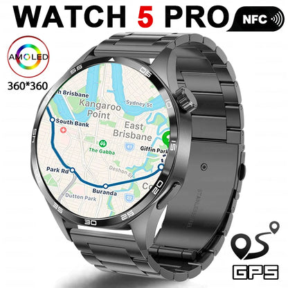 Watch 5 Pro Sports Smartwatch Men GPS Motion Trajectory NFC Control Compass 360*360 AMOLED HD Screen Bluetooth Call SmartWatches