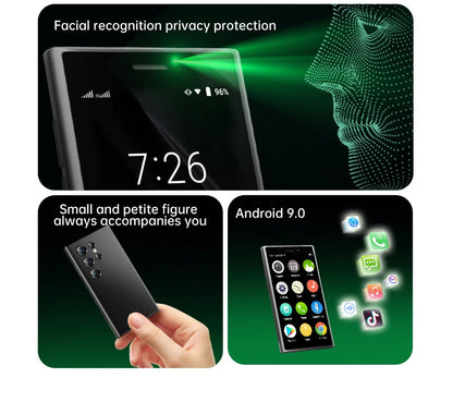 SERVO S26 Mini Smartphones Android 9.0 Dual SIM 3.0'' HD 900mAh WIFI Bluetooth 2GB+16GB Face Unlock 3G Small Mobile Phone Type-C