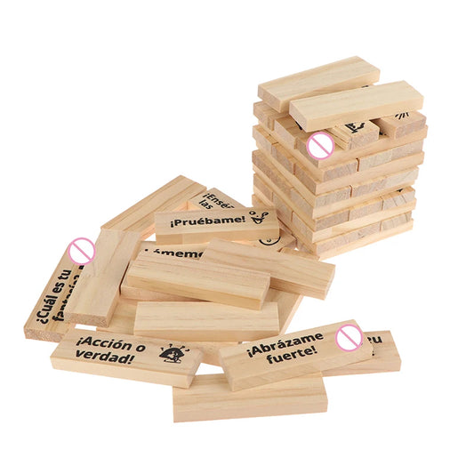 48Pcs Dating Building Blocks For Date Nights Valentines And Adult Party Games Tower Game Deluxe Naughty Wooden Couple Toys.