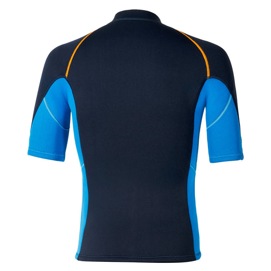 Men's Rash Guard Swimsuit Tops Short Sleeves Front Zip Wetsuit Top 1.5mm Neoprene Swim Tops Swimming Diving Surfing Snorkeling